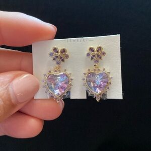 Purple Heart Drop Dangle Earrings